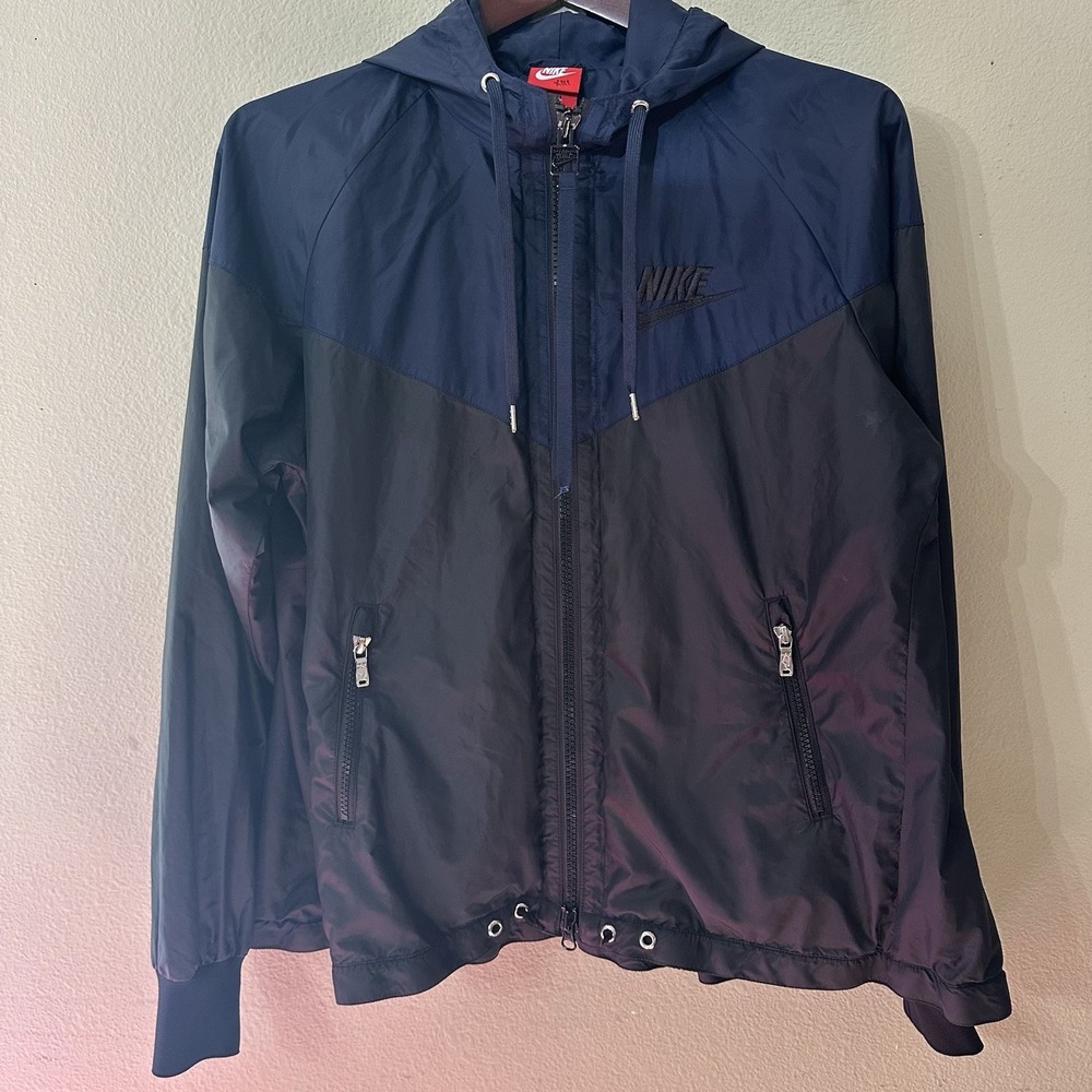 Nike Sportswear Windbreaker‎ Hooded Jacket Blue Black Mens Size Small